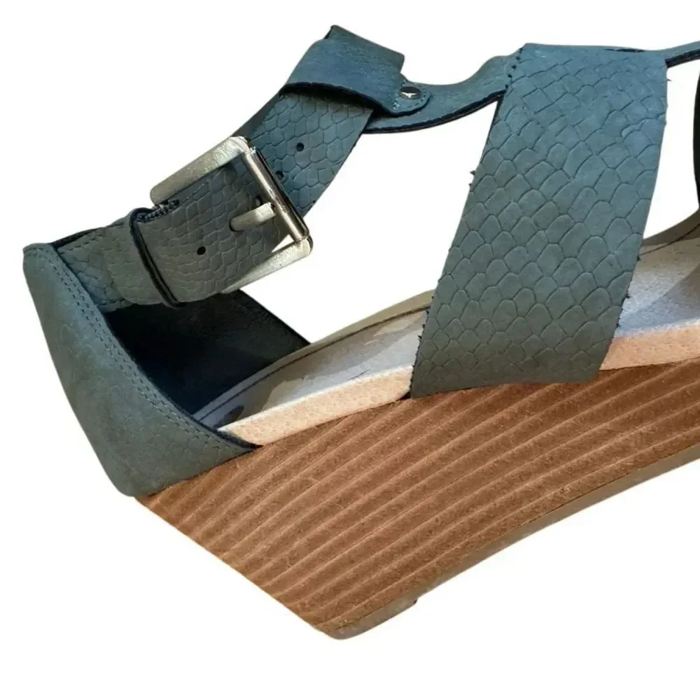 Dr. Scholl's Women’s Wedge Barton Green Snake Pattern Sandals Size